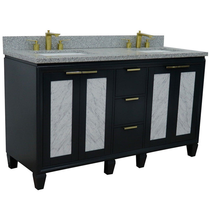 Bellaterra Home Trento 61" 4-Door 3-Drawer Dark Gray Freestanding Vanity Set - Luxe Vanity & Tub