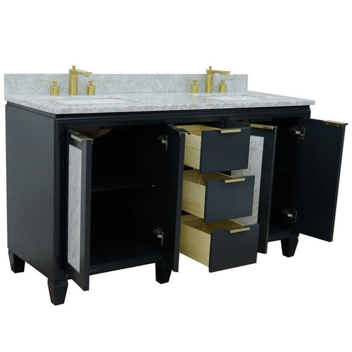 Bellaterra Home Trento 61" 4-Door 3-Drawer Dark Gray Freestanding Vanity Set - Luxe Vanity & Tub