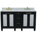 Bellaterra Home Trento 61" 4-Door 3-Drawer Dark Gray Freestanding Vanity Set - Luxe Vanity & Tub