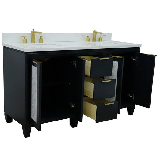 Bellaterra Home Trento 61" 4-Door 3-Drawer Dark Gray Freestanding Vanity Set - Luxe Vanity & Tub