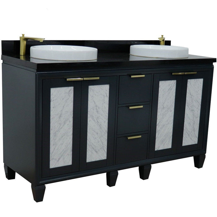 Bellaterra Home Trento 61" 4-Door 3-Drawer Dark Gray Freestanding Vanity Set - Luxe Vanity & Tub