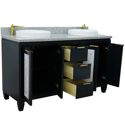 Bellaterra Home Trento 61" 4-Door 3-Drawer Dark Gray Freestanding Vanity Set - Luxe Vanity & Tub