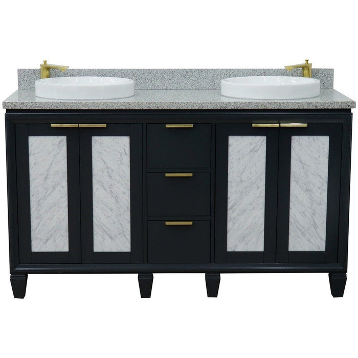 Bellaterra Home Trento 61" 4-Door 3-Drawer Dark Gray Freestanding Vanity Set - Luxe Vanity & Tub