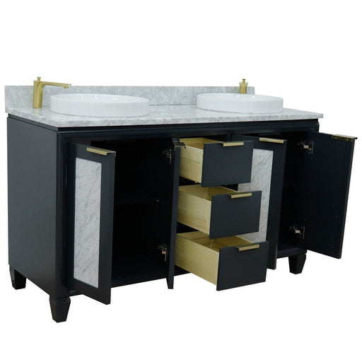 Bellaterra Home Trento 61" 4-Door 3-Drawer Dark Gray Freestanding Vanity Set - Luxe Vanity & Tub