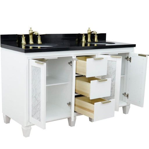 Bellaterra Home Trento 61" 4-Door 3-Drawer White Freestanding Vanity Set - Luxe Vanity & Tub