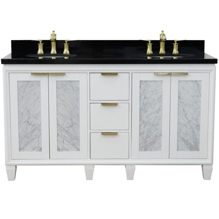 Bellaterra Home Trento 61" 4-Door 3-Drawer White Freestanding Vanity Set - Luxe Vanity & Tub