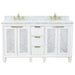 Bellaterra Home Trento 61" 4-Door 3-Drawer White Freestanding Vanity Set - Luxe Vanity & Tub