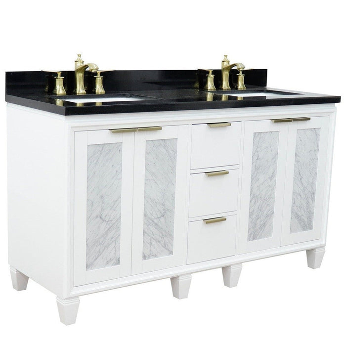 Bellaterra Home Trento 61" 4-Door 3-Drawer White Freestanding Vanity Set - Luxe Vanity & Tub