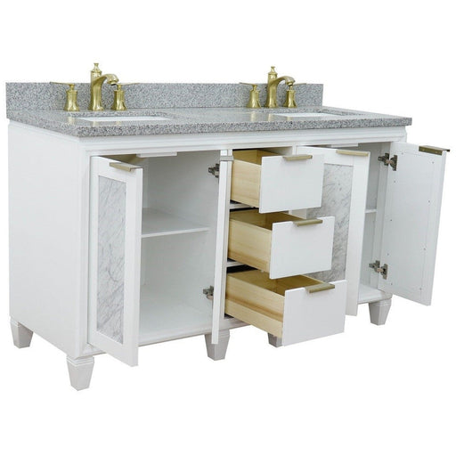 Bellaterra Home Trento 61" 4-Door 3-Drawer White Freestanding Vanity Set - Luxe Vanity & Tub