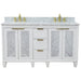 Bellaterra Home Trento 61" 4-Door 3-Drawer White Freestanding Vanity Set - Luxe Vanity & Tub