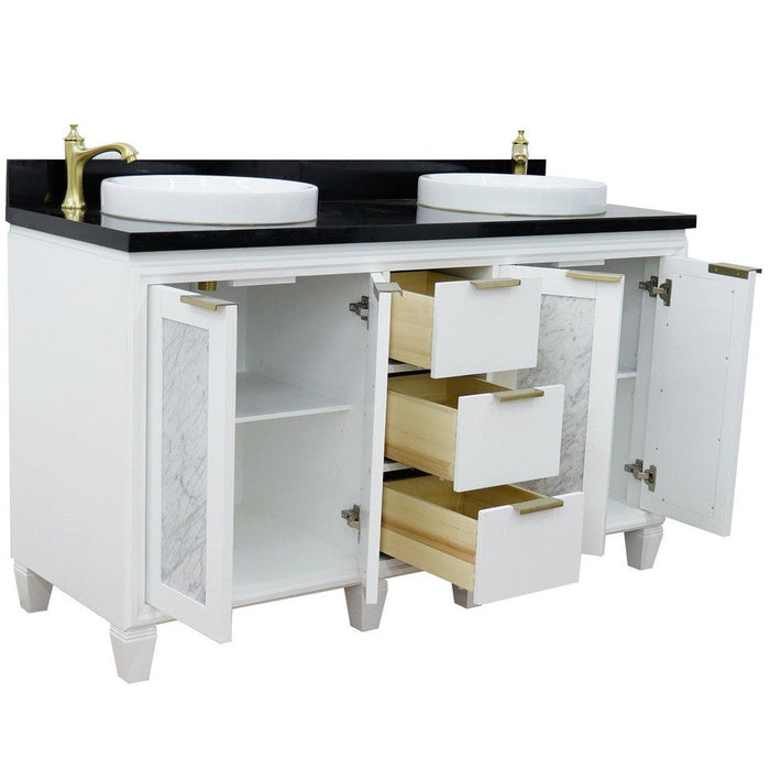 Bellaterra Home Trento 61" 4-Door 3-Drawer White Freestanding Vanity Set - Luxe Vanity & Tub