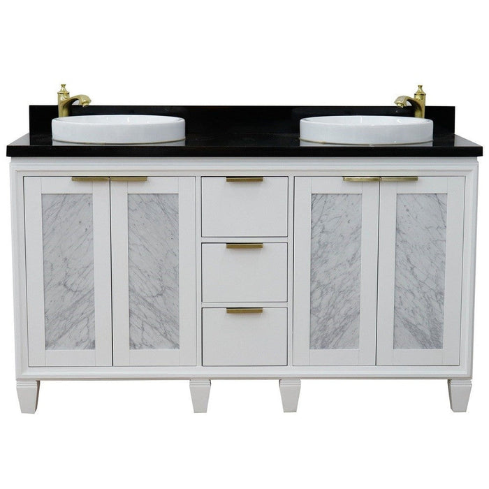 Bellaterra Home Trento 61" 4-Door 3-Drawer White Freestanding Vanity Set - Luxe Vanity & Tub