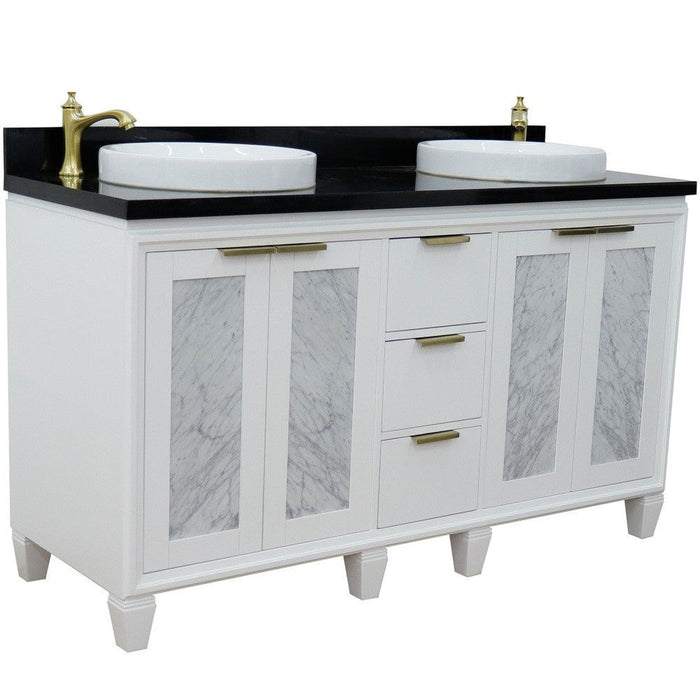 Bellaterra Home Trento 61" 4-Door 3-Drawer White Freestanding Vanity Set - Luxe Vanity & Tub