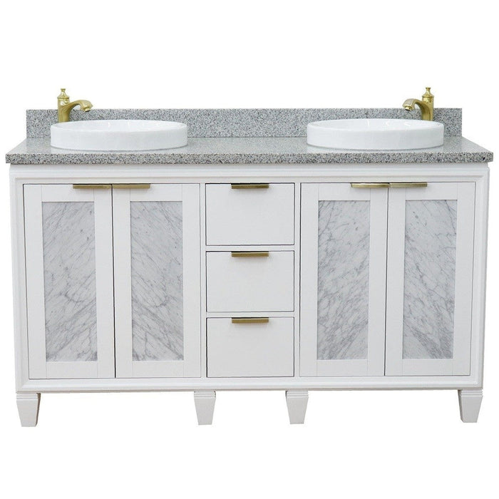 Bellaterra Home Trento 61" 4-Door 3-Drawer White Freestanding Vanity Set - Luxe Vanity & Tub