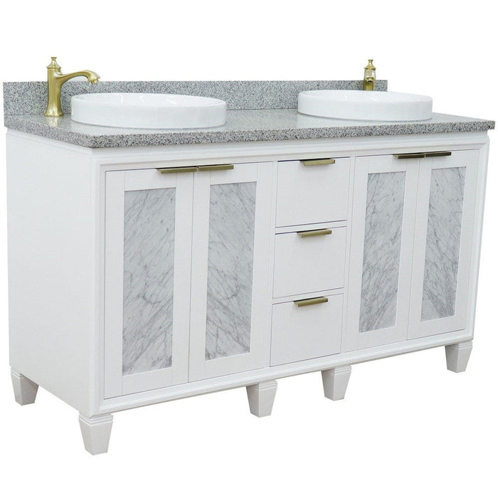 Bellaterra Home Trento 61" 4-Door 3-Drawer White Freestanding Vanity Set - Luxe Vanity & Tub