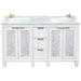 Bellaterra Home Trento 61" 4-Door 3-Drawer White Freestanding Vanity Set - Luxe Vanity & Tub