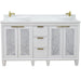 Bellaterra Home Trento 61" 4-Door 3-Drawer White Freestanding Vanity Set - Luxe Vanity & Tub