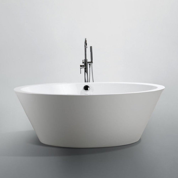 Bellaterra Home Udine 67" x 24" Glossy White Oval Acrylic Freestanding Soaking Bathtub - Luxe Vanity & Tub