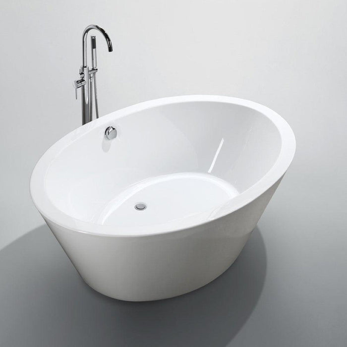 Bellaterra Home Udine 67" x 24" Glossy White Oval Acrylic Freestanding Soaking Bathtub - Luxe Vanity & Tub