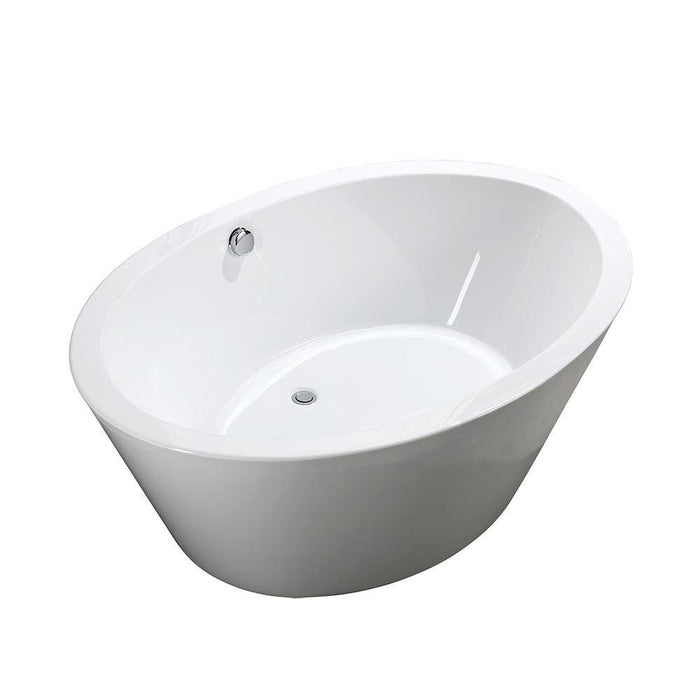 Bellaterra Home Udine 67" x 24" Glossy White Oval Acrylic Freestanding Soaking Bathtub - Luxe Vanity & Tub