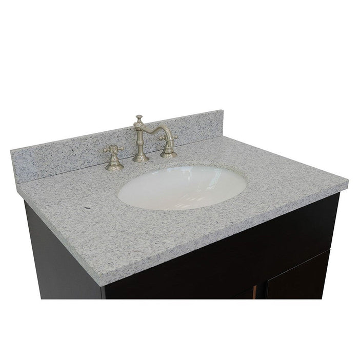 Bellaterra Home Urban 31" 1-Door 2-Drawer Silvery Brown Freestanding Vanity Set With Ceramic Undermount Oval Sink and Gray Granite Top - Luxe Vanity & Tub