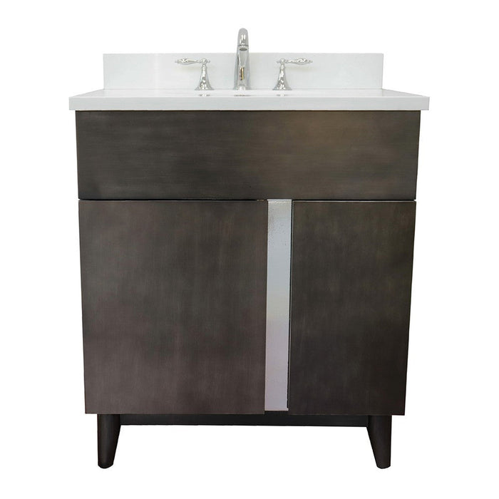 Bellaterra Home Urban 31" 1-Door 2-Drawer Silvery Brown Freestanding Vanity Set With Ceramic Undermount Oval Sink and White Quartz Top - Luxe Vanity & Tub