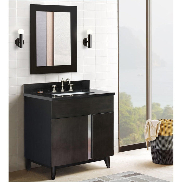 Bellaterra Home Urban 31" 1-Door 2-Drawer Silvery Brown Freestanding Vanity Set With Ceramic Undermount Rectangular Sink and Black Galaxy Top