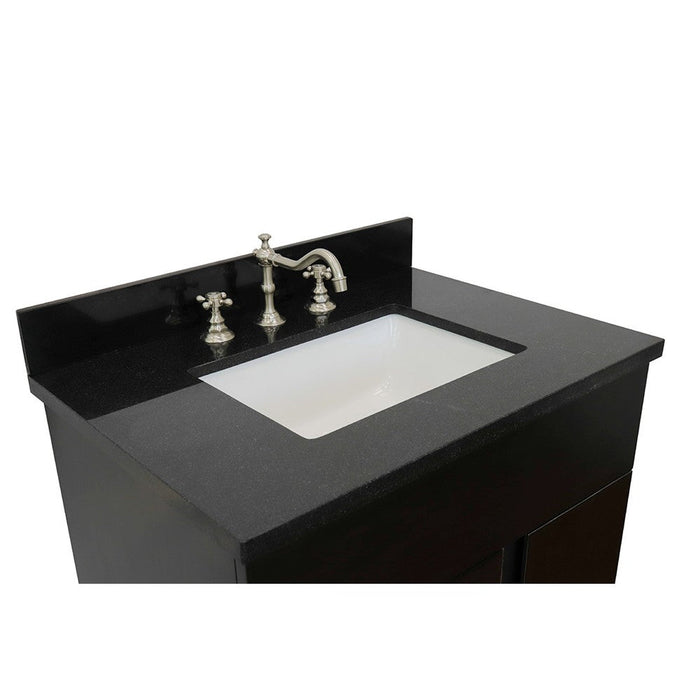 Bellaterra Home Urban 31" 1-Door 2-Drawer Silvery Brown Freestanding Vanity Set With Ceramic Undermount Rectangular Sink and Black Galaxy Top - Luxe Vanity & Tub