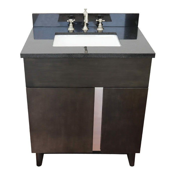 Bellaterra Home Urban 31" 1-Door 2-Drawer Silvery Brown Freestanding Vanity Set With Ceramic Undermount Rectangular Sink and Black Galaxy Top - Luxe Vanity & Tub