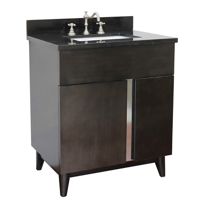 Bellaterra Home Urban 31" 1-Door 2-Drawer Silvery Brown Freestanding Vanity Set With Ceramic Undermount Rectangular Sink and Black Galaxy Top - Luxe Vanity & Tub