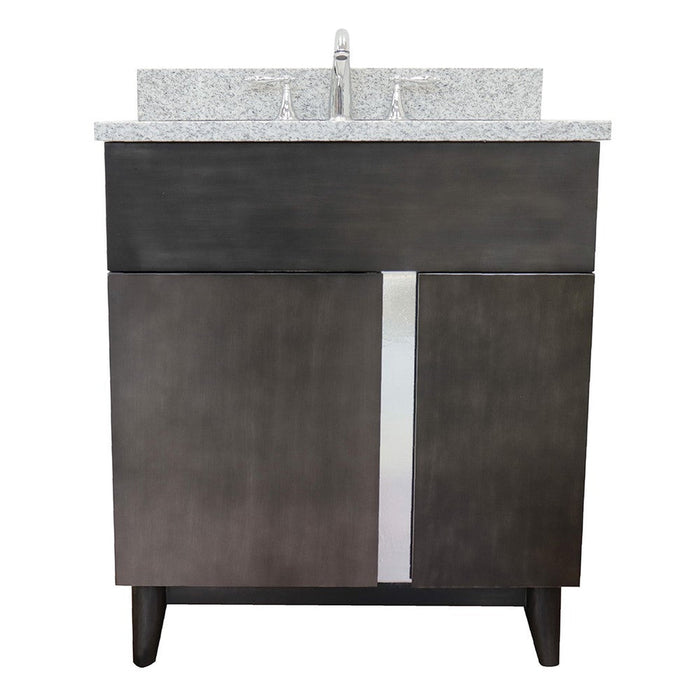 Bellaterra Home Urban 31" 1-Door 2-Drawer Silvery Brown Freestanding Vanity Set With Ceramic Undermount Rectangular Sink and Gray Granite Top - Luxe Vanity & Tub