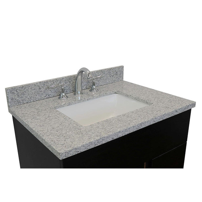 Bellaterra Home Urban 31" 1-Door 2-Drawer Silvery Brown Freestanding Vanity Set With Ceramic Undermount Rectangular Sink and Gray Granite Top - Luxe Vanity & Tub