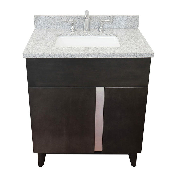 Bellaterra Home Urban 31" 1-Door 2-Drawer Silvery Brown Freestanding Vanity Set With Ceramic Undermount Rectangular Sink and Gray Granite Top - Luxe Vanity & Tub