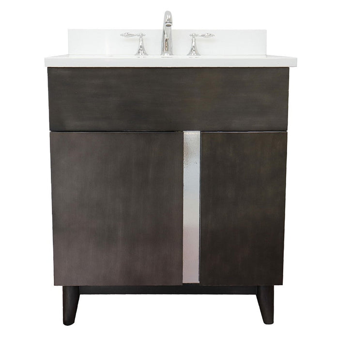 Bellaterra Home Urban 31" 1-Door 2-Drawer Silvery Brown Freestanding Vanity Set With Ceramic Undermount Rectangular Sink and White Quartz Top - Luxe Vanity & Tub