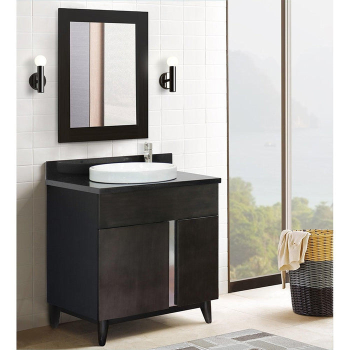 Bellaterra Home Urban 31" 1-Door 2-Drawer Silvery Brown Freestanding Vanity Set With Ceramic Vessel Sink and Black Galaxy Top