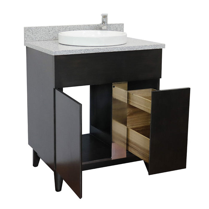 Bellaterra Home Urban 31" 1-Door 2-Drawer Silvery Brown Freestanding Vanity Set With Ceramic Vessel Sink and Gray Granite Top - Luxe Vanity & Tub