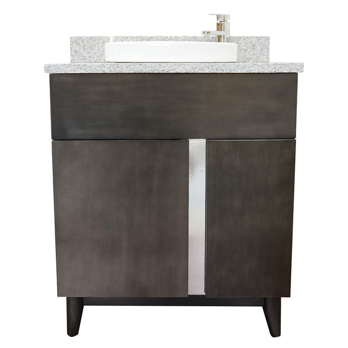 Bellaterra Home Urban 31" 1-Door 2-Drawer Silvery Brown Freestanding Vanity Set With Ceramic Vessel Sink and Gray Granite Top - Luxe Vanity & Tub