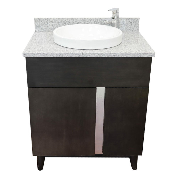 Bellaterra Home Urban 31" 1-Door 2-Drawer Silvery Brown Freestanding Vanity Set With Ceramic Vessel Sink and Gray Granite Top - Luxe Vanity & Tub