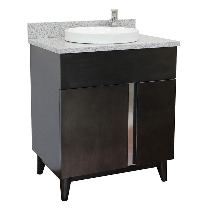 Bellaterra Home Urban 31" 1-Door 2-Drawer Silvery Brown Freestanding Vanity Set With Ceramic Vessel Sink and Gray Granite Top - Luxe Vanity & Tub