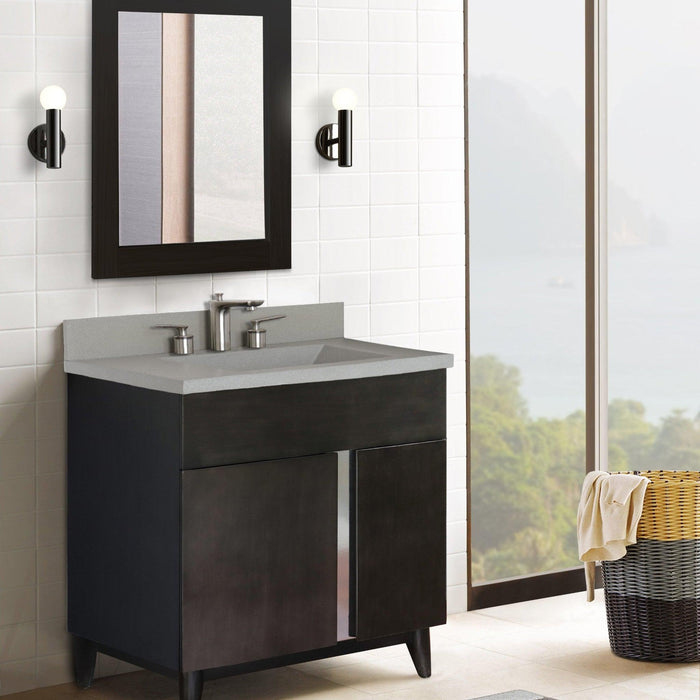 Bellaterra Home Urban 31" 1-Door 2-Drawer Silvery Brown Freestanding Vanity Set With Concrete Integrated Rectangular Ramp Sink and Gray Concrete Top