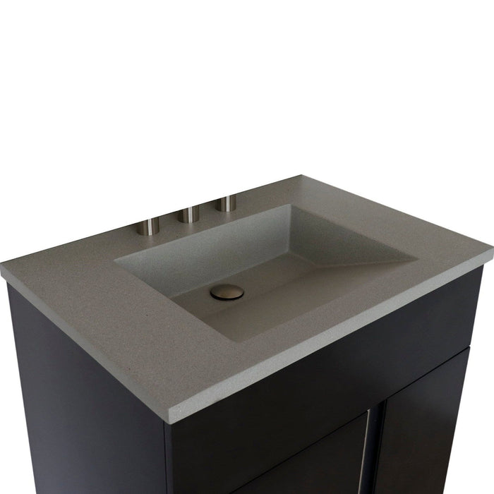 Bellaterra Home Urban 31" 1-Door 2-Drawer Silvery Brown Freestanding Vanity Set With Concrete Integrated Rectangular Ramp Sink and Gray Concrete Top - Luxe Vanity & Tub