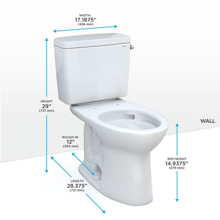 TOTO Drake 1.28 GPF Two Piece Elongated Toilet with Right Hand Lever - Luxe Vanity & Tub