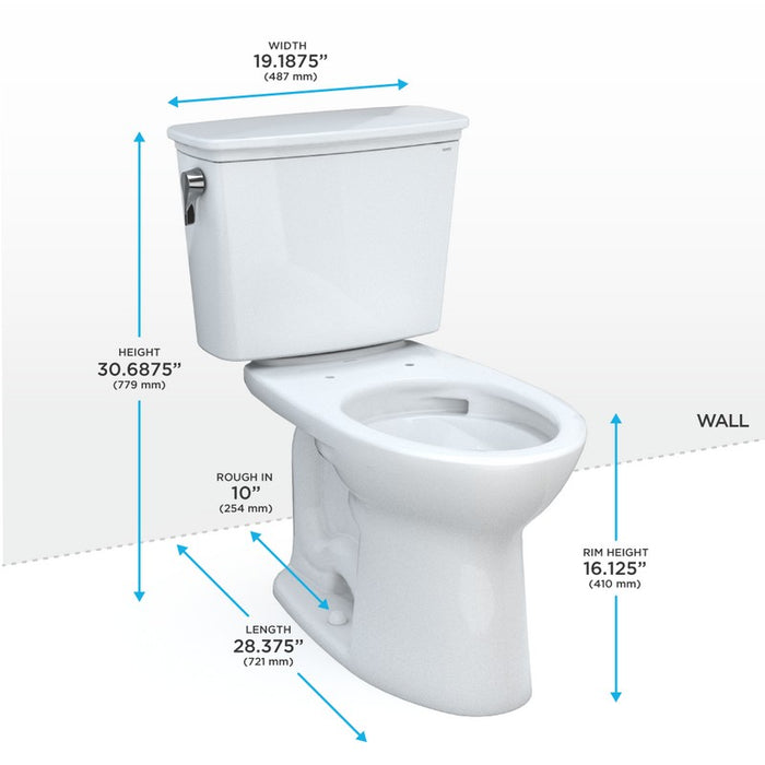 TOTO Drake 1.28 GPF Two Piece Elongated Chair Height Toilet with Left Hand Lever - Luxe Vanity & Tub