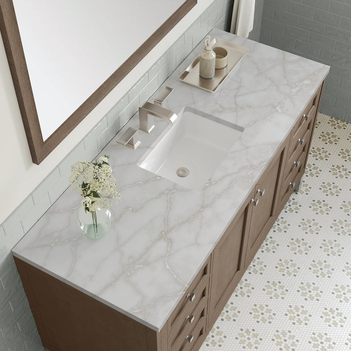 Chicago 60" Single Bathroom Vanity in Whitewashed Walnut