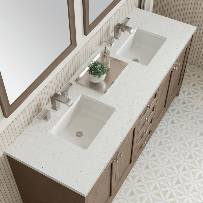 Chicago 72" Double Bathroom Vanity in Whitewashed Walnut