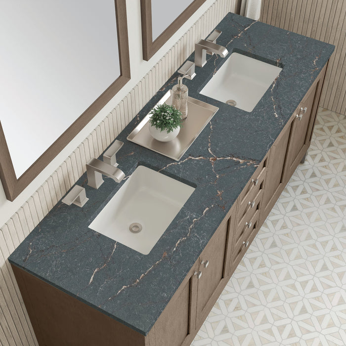 Chicago 72" Double Bathroom Vanity in Whitewashed Walnut