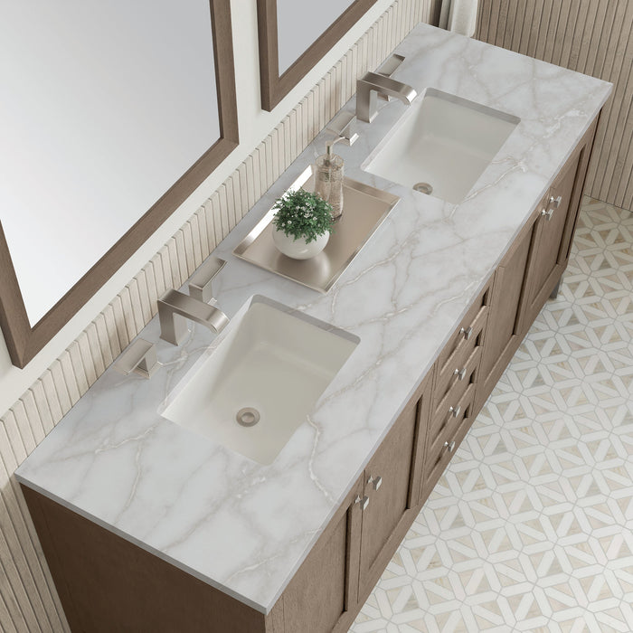 Chicago 72" Double Bathroom Vanity in Whitewashed Walnut