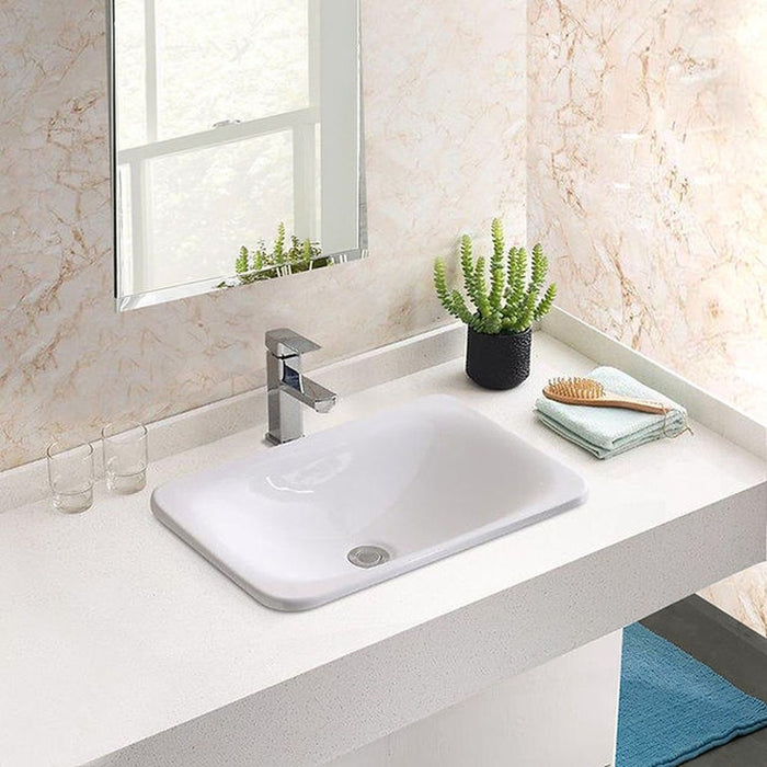 Great Point Collection Nantucket Sinks 21 Inch Rectangular Drop-In Ceramic Vanity Sink DI-2114-R