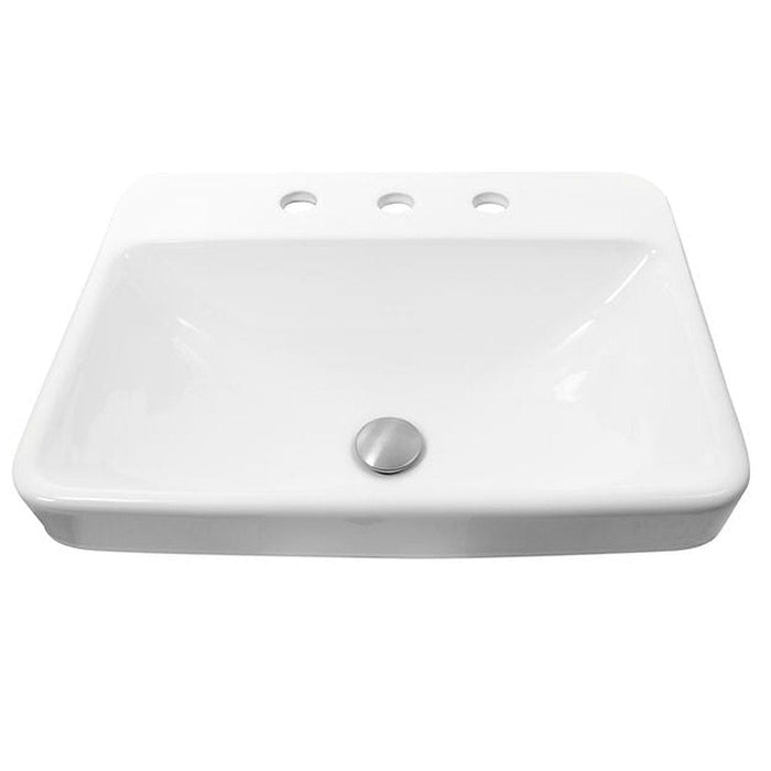 Great Point Collection Nantucket Sinks 23 Inch 3-hole Rectangular Drop-In Ceramic Vanity Sink DI-2317-R8