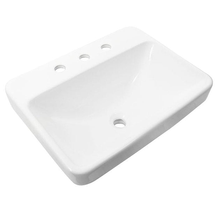 Great Point Collection Nantucket Sinks 23 Inch 3-hole Rectangular Drop-In Ceramic Vanity Sink DI-2317-R8